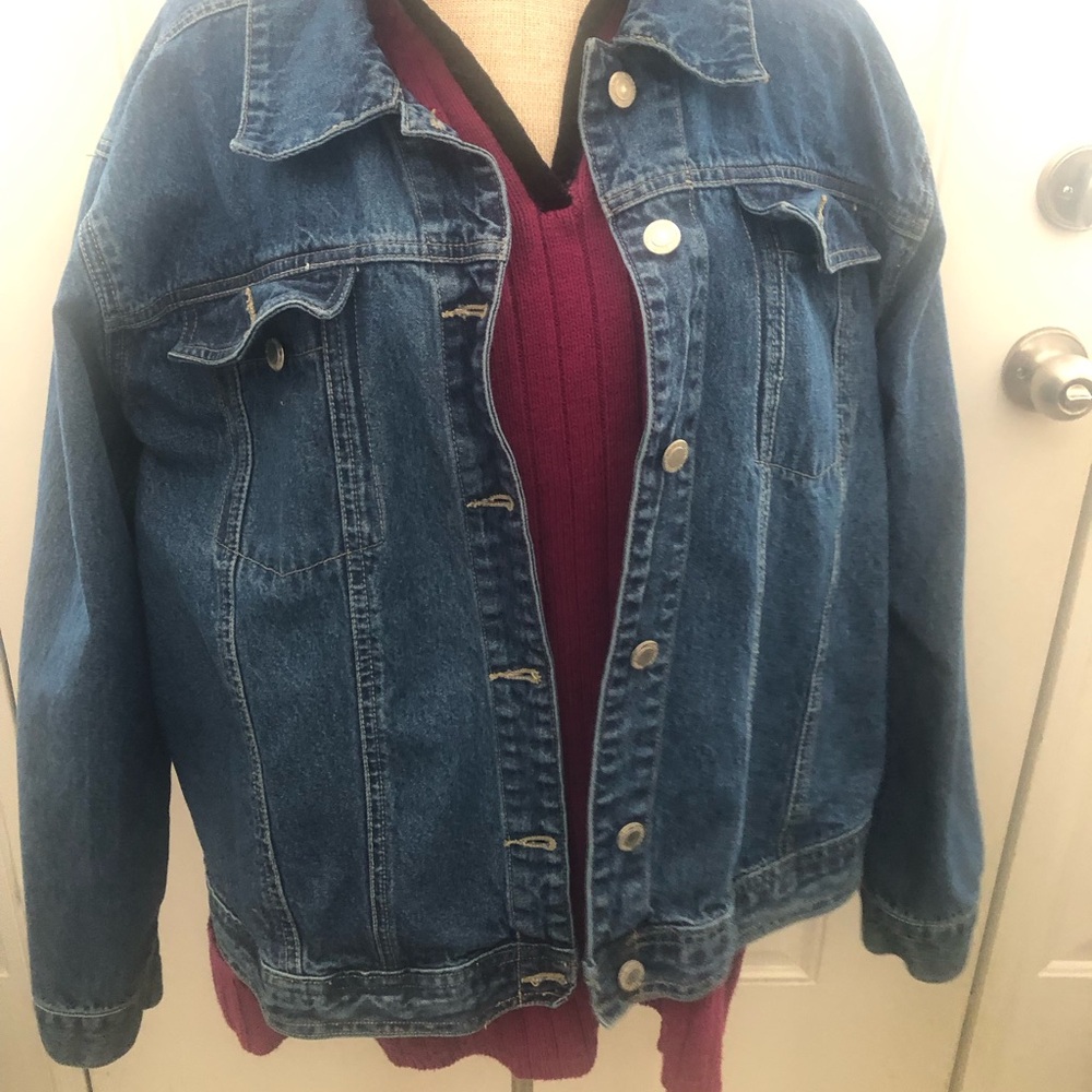Denim Jacket with Pink Sweater